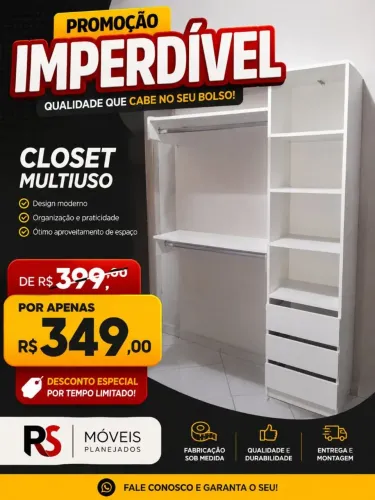 Closet Suspenso 100% MDF Instalação Grátis 