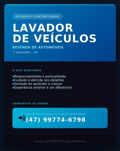 Vaga lavador veículos 