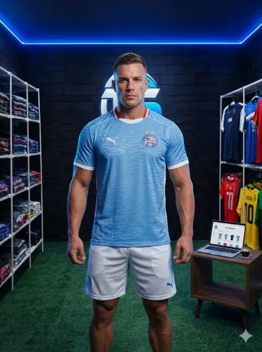 Camisa Bahia Masculina Azul Bebê