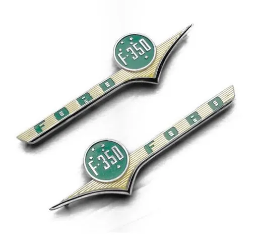 Emblema Lateral Ford F-350 58 à 61 Nacional Cromado Novo - Par