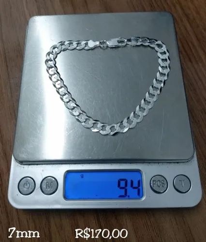 PULSEIRA ESCAMA DE PEIXE 7MM(PRATA ITALIANA)