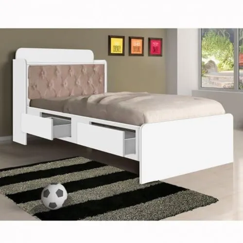 Quarto cama solteiro cabeceira baú e gavetas 