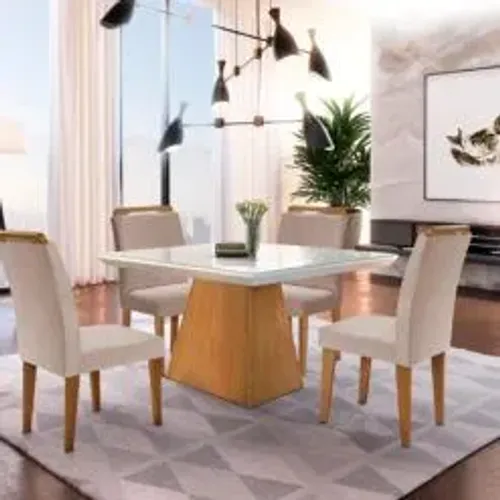 Mesa luna canto reto com 4 cadeiras 100% MDF !! TT7717