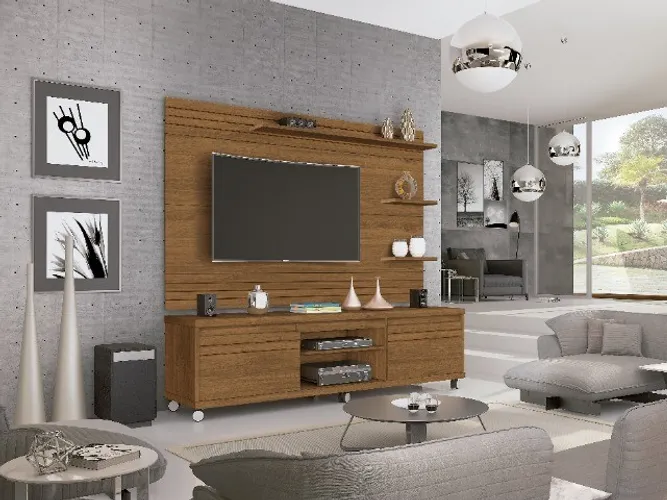 Conjunto Rack + Painel Rage Laqueado Com Rodízios! Entrega + Montagem Grátis!