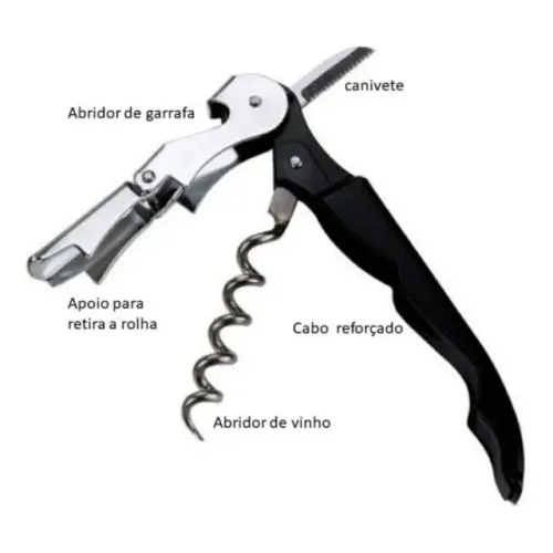 Abridor de Garrafa Multiuso Saca Rolha