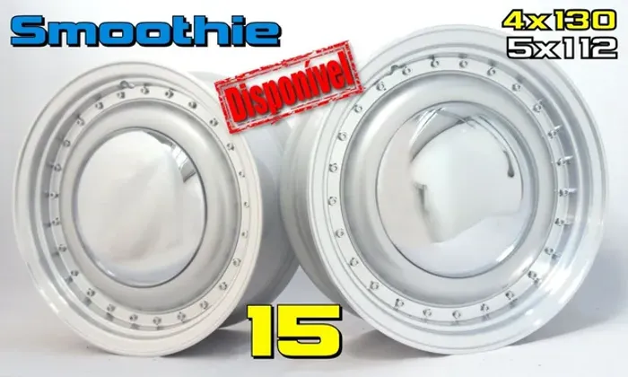 Roda aro 15 Vw Fusca Smoothie diamantada com calota cromada 4x130