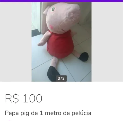 Pepa pig de 1metro. De pelúcia. Baixouu p $90