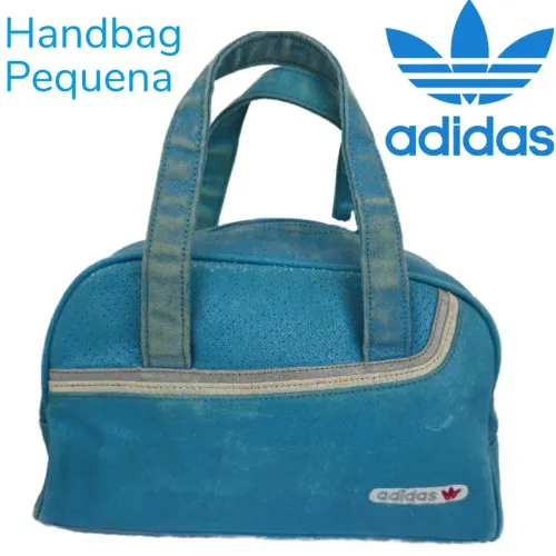 Bolsa Adidas Pequena Azul couro retrô vintage