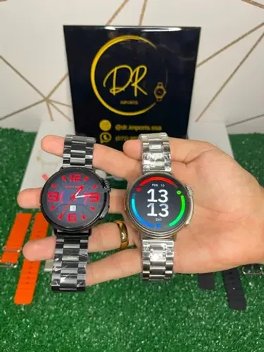 Smartwatch W68 ultra Redondo , 3 Pulseiras + película de vidro de brinde.