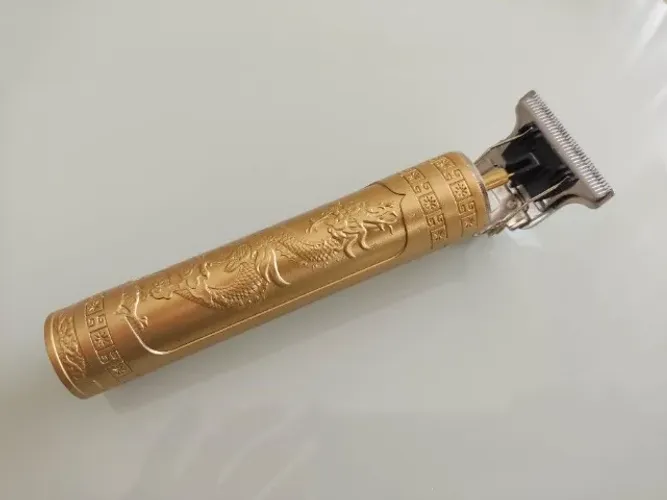 Máquina de Cortar Cabelo T9 Dourada Dragão Recarregável