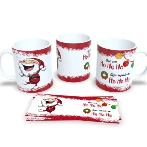Caneca Natalina em Porcelana Decoração e Presente de Fim de Ano