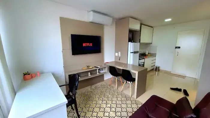 Flat mobiliado com vista para o Parque Vaca Brava, no Ed. DNA Smart Style