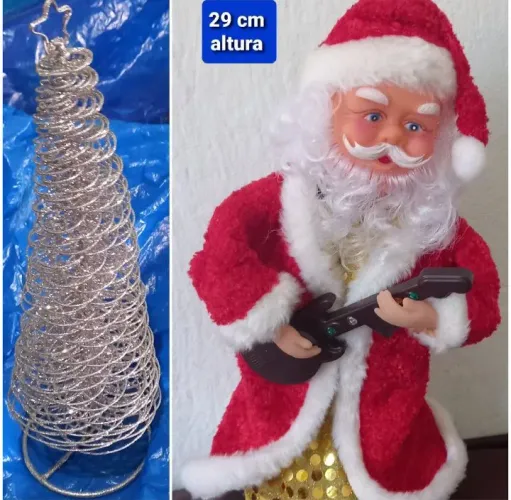 Árvore de Natal e Papai noel musical