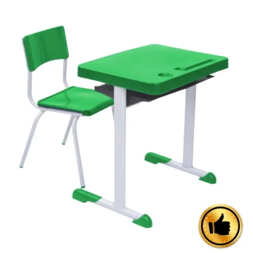 Kit Escolar Infantil Verde Mesa e Cadeira 3 a 6 Anos Conforto Durável Modelo 41088
