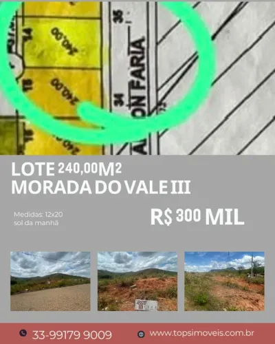 Lote de 240m bairro Morada do Vale III