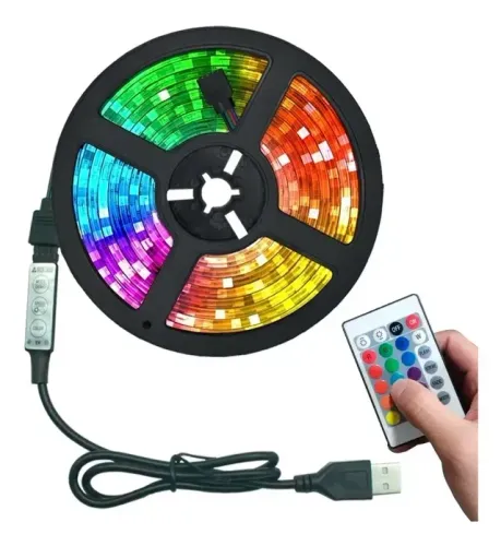 Fita Led Rgb 5050 5m A Prova D Água + Fonte Alimentação