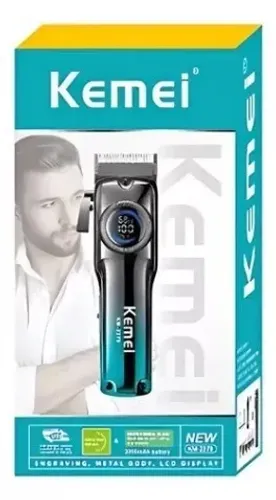 Maquina Cortar Cabelo Profissional Kemei 2279 Lcd Cor Azul-aço 110v/220v