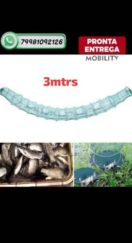  Rede de pesca covo armadilha de pesca 3mtrs de cumprimento novo Pronta Entrega