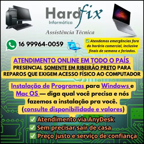 Assistência em Informática e Suporte Online - Instalação de Programas P/ Windows & Mac