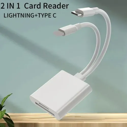 Adaptador Leitor de Cartão 2 em 1 Lightning e Tipo C