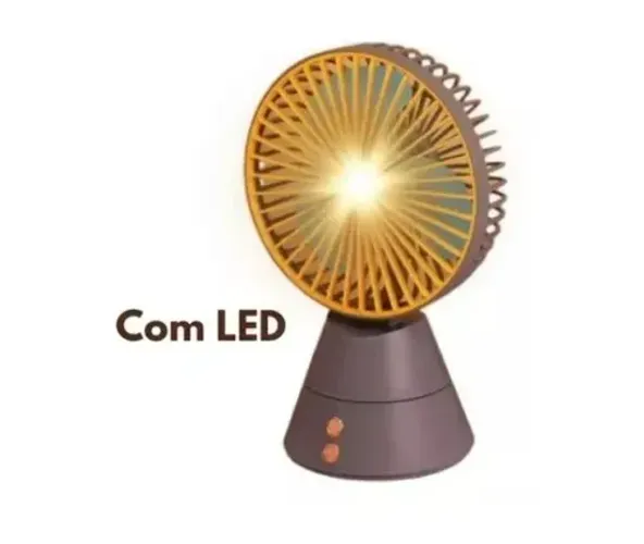 Sem estoque Ventilador Portátil Giratório 3 Velocidades com Led