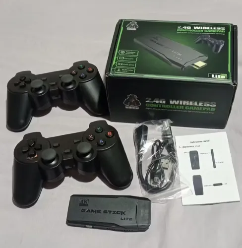 Videogame Stick 10mil 2 Controles Sem Fio Console Original Portatil Jogos Retro Antigo