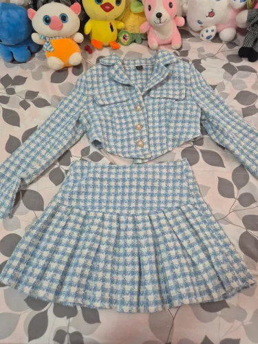 Conjunto Tuid xadrez azul
