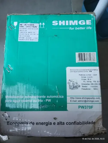 Pressurizador Motobomba Agua Quente / Fria 1/2cv Shimge PW370F Bivolt