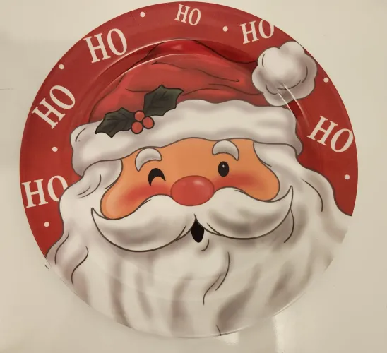 Kit 2 Pratos Grandes Decorativos de Natal Papai Noel 28cm