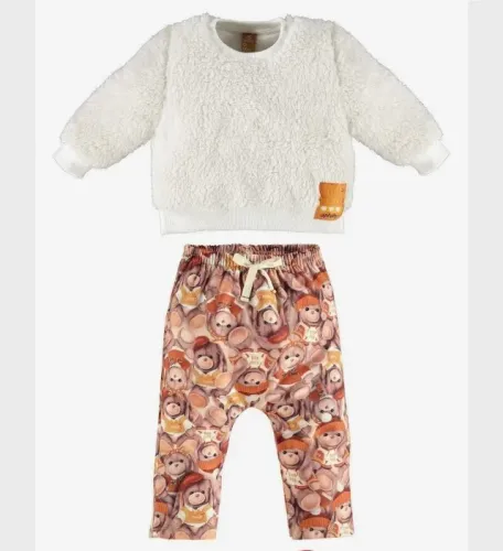 Conjunto Longo Bebê Up Baby - Blusão + Legging - Off White - Tam. M