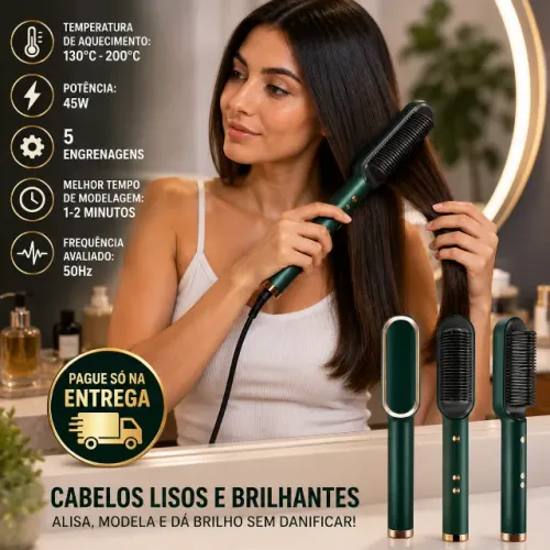 Escova de Cabelo Alisadora 3 em 1 Hair - PAGUE SOMENTE NA ENTREGA! ?