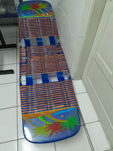 Cadeira de Praia Dobrável - Azul e Laranja