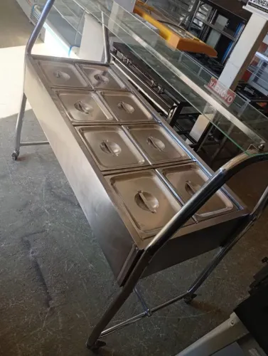 Cuba quente de 8 cubas marca Tedesco toda no inox e vidro em cima conservada