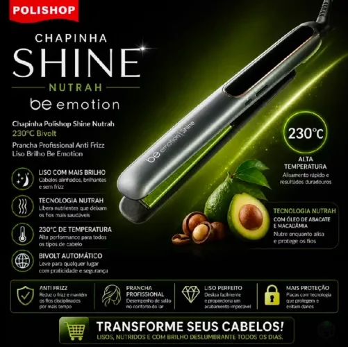 Prancha de Cabelo Shine Nutrah Be Emotion