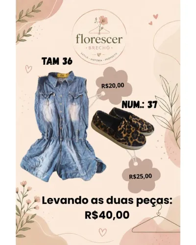 Conjunto femenino macacão e sapatênis