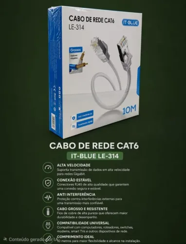 Cabo de Rede Cat 6 10 Metros