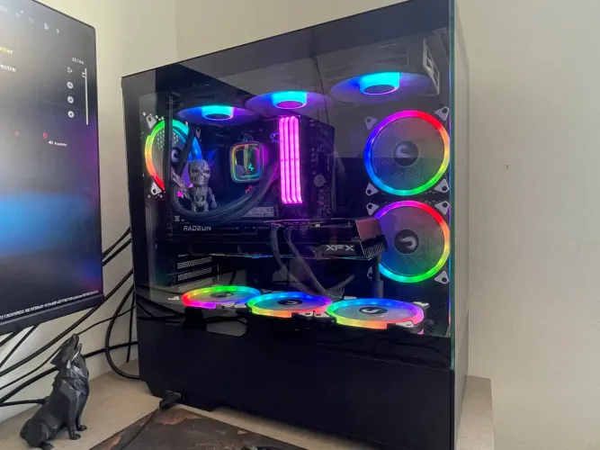 Pc Gamer De Alto Desempenho +Monitor Msi Mag 275qf Ryzen 7 5800X3D + RX 7800 XT + 32GB RGB