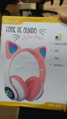 Fone de Ouvido Wireless B-MAX BM-222 Orelha de Gato LED RGB Bluetooth 5.3