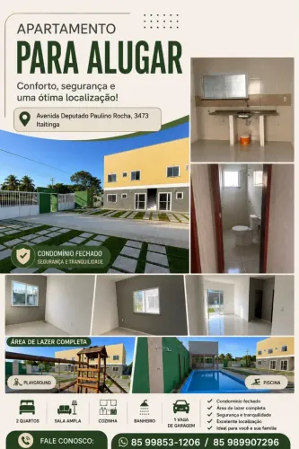 Apartamento para alugar em Itaitinga ( condomínio Fechado)