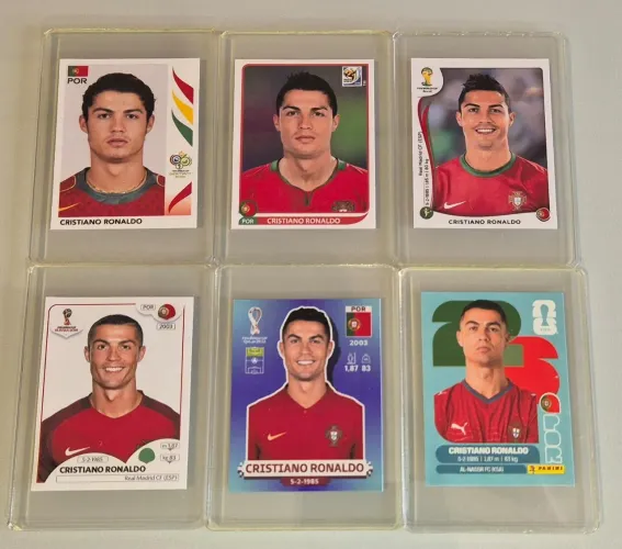 Kit Colecionável de Figurinhas Cristiano Ronaldo Copas de 2006 a 2026