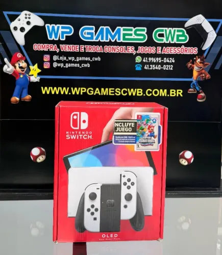 NINTENDO SWITCH OLED COM MARIO WONDER NOVO LACRADO COM GARANTIA LOJA FÍSICA WP GAMES CWB  
