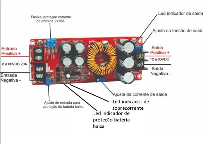 Conversor Step Up DC-DC 1200W