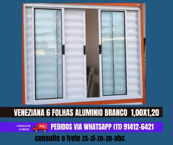 Veneziana aluminio branco 1,00x1,20 cod t233