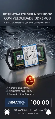 Memória RAM DDR3 de 4GB.