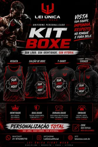 Kit boxeador - uniforme personalizado para equipes de boxe