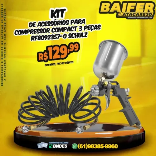 Kit de Acessórios Para Compressor Compact 3 Peças RF8092357-0 Schulz