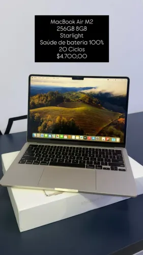 Seminovo: Macbook Air M2 256GB 8RAM Starlight - Bateria 100% | Loja Fisica