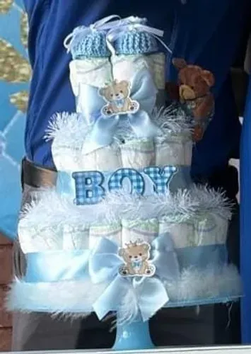 Bolo de fralda tema ursinho