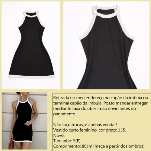 Vestido curto preto P novo