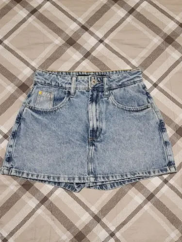 Short saia cintura alta jeans Youcom 38